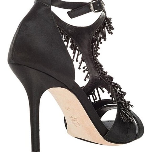 NWT/NIB Leon Max | Black Samba Beaded T-Strap Sandal - 9M - Picture 4 of 10